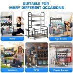 Sehloran Dumbbell and Kettlebell Rack with Hooks