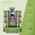 Kids Indoor Trampoline with Enclosure Net - Green