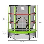 Kids Indoor Trampoline with Enclosure Net - Green