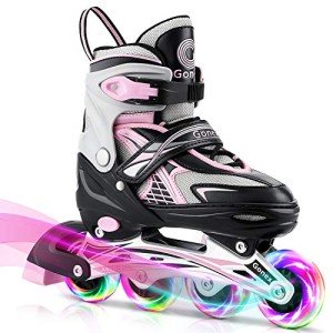 Gonex Adjustable Inline Skates for Kids - Pink
