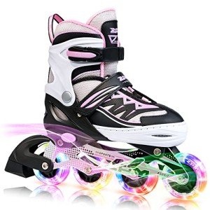 Adjustable Light-Up Inline Skates for Kids - Pink