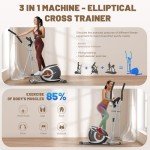 Compact Magnetic Elliptical Cross Trainer for Home Gym