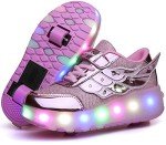 HOSIMY Kids LED Roller Skates - Pink 9 UK