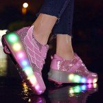 HOSIMY Kids LED Roller Skates - Pink 9 UK