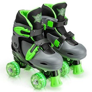 Kids Adjustable Quad Roller Skates with Light Up Wheels