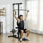 Adjustable Power Tower Pull Up Station - Black