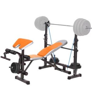 Adjustable Weight Bench with Squat Rack and Accessories