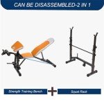 Adjustable Weight Bench with Squat Rack and Accessories