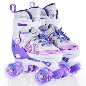 TOMSHOO Adjustable Kids Roller Skates with Luminous Wheels