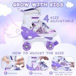 TOMSHOO Adjustable Kids Roller Skates with Luminous Wheels