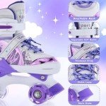 TOMSHOO Adjustable Kids Roller Skates with Luminous Wheels