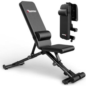 PASYOU Foldable Adjustable Weight Bench with Lumbar Support