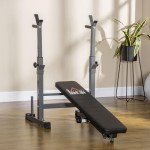 Adjustable Foldable Weight Bench with Barbell Rack
