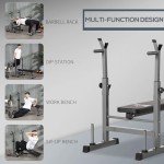 Adjustable Foldable Weight Bench with Barbell Rack
