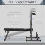 Adjustable Foldable Weight Bench with Barbell Rack