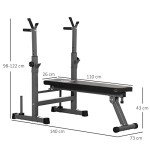 Adjustable Foldable Weight Bench with Barbell Rack