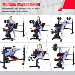 Adjustable Weight Bench with Barbell Rack & Accessories