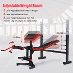 Adjustable Weight Bench with Barbell Rack & Accessories