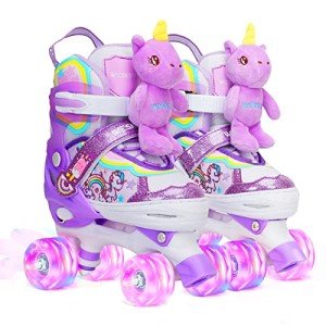 Adjustable Unicorn Roller Skates with Light-Up Wheels