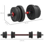 Adjustable 20kg Dumbbells & Barbell Set
