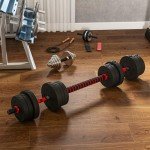 Adjustable 20kg Dumbbells & Barbell Set