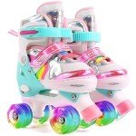 Rainbow Adjustable Light-Up Roller Skates for Kids