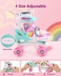 Rainbow Adjustable Light-Up Roller Skates for Kids