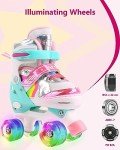 Rainbow Adjustable Light-Up Roller Skates for Kids