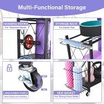 Yoga Mat Storage Rack with Wheels & Hooks