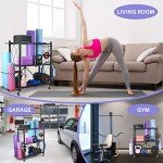 Yoga Mat Storage Rack with Wheels & Hooks