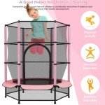 Kids 55-Inch Indoor/Outdoor Trampoline with Safety Net