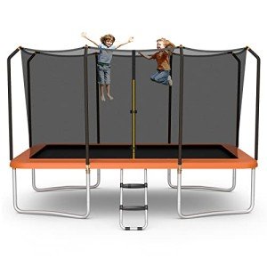 COSTWAY 8FT x 14FT Rectangular Trampoline Set