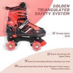 Kids Adjustable Light-Up Roller Skates - Black Red