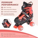 Kids Adjustable Light-Up Roller Skates - Black Red