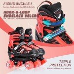 Kids Adjustable Light-Up Roller Skates - Black Red