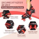 Kids Adjustable Light-Up Roller Skates - Black Red