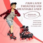 Kids Adjustable Light-Up Roller Skates - Black Red