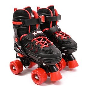 Adjustable Red Quad Roller Skates for Kids