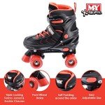 Adjustable Red Quad Roller Skates for Kids