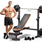 Fostoy Adjustable Weight Bench Set with Squat Rack