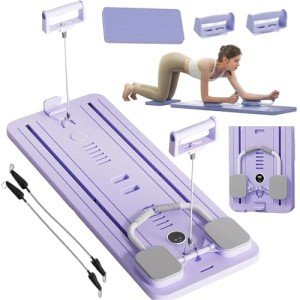 Foldable Pilates Reformer Set with Ab Roller