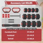 Adjustable Dumbbells Set, 45LB to 86LB for Home