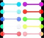 10-Pack Acrylic Tongue Rings for Piercing