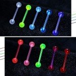 10-Pack Acrylic Tongue Rings for Piercing