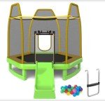 7FT Kids Trampoline with Slide and Safety Net