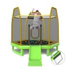 7FT Kids Trampoline with Slide and Safety Net