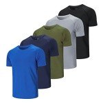 Men's 5-Pack Moisture-Wicking Workout Crew Neck Shirts