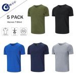 Men's 5-Pack Moisture-Wicking Workout Crew Neck Shirts
