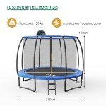 GYMAX 12FT Trampoline with Basketball Hoop & Ladder