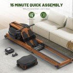 Kitopa Foldable Oak Water Rowing Machine with Bluetooth